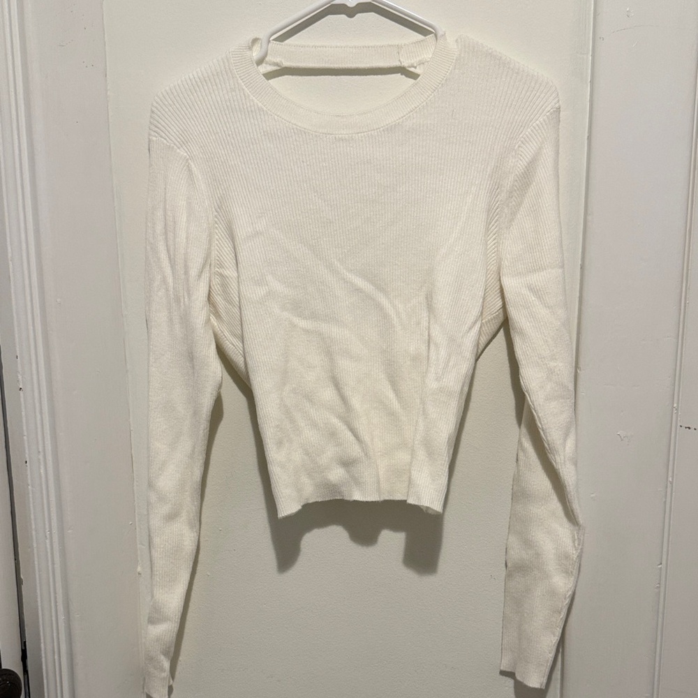 Greylin Ivory Ribbed Knit Top